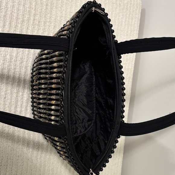 Chic Handmade African Black and Multicolor Woven Tote - Picture 4 of 10